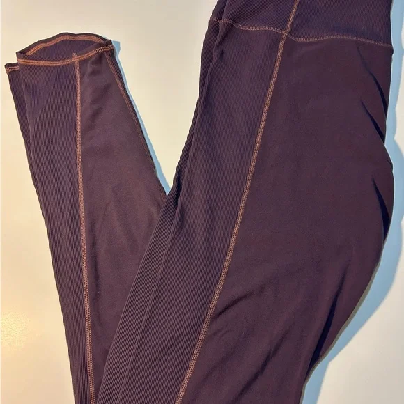 Athleta Deep Purple Leggings with Stitch Detail - Picture 1 of 4